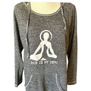 Dog Is Good Gray Marled Dog Is My Zen Yoga Graphic Hoodie Pullover‎ Womens L